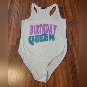 White Ambiance Apparel Birthday Queen Body Suit - Size Medium